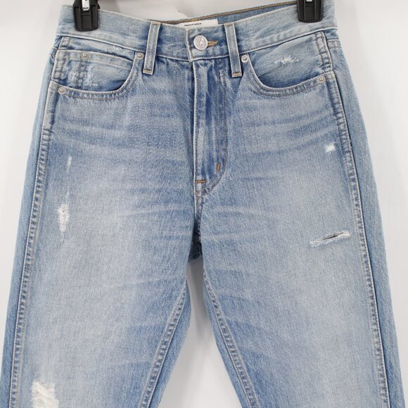 SLVRLAKE Jeans Womens 24 L29 Virginia Slim Destroyed Straight Leg Cotton Denim - Picture 2 of 12